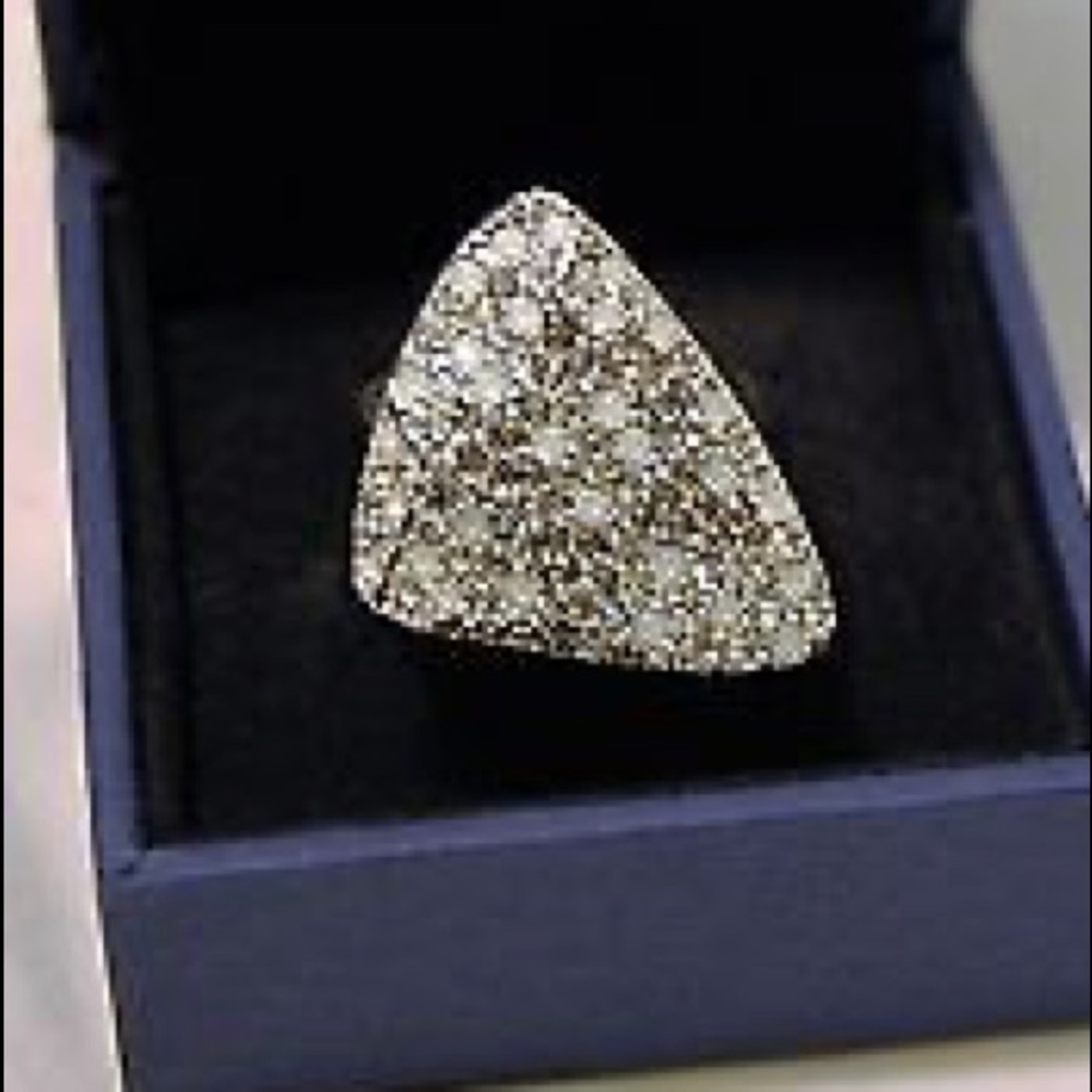 RARE Swarovski Triangle Crystal Ring Sz  6